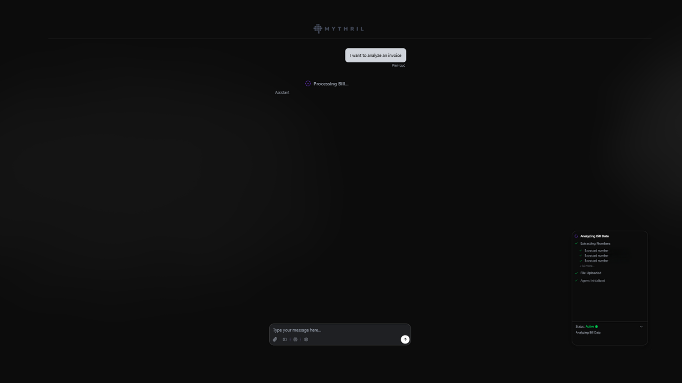 Mythril Systems application mockup on a desktop